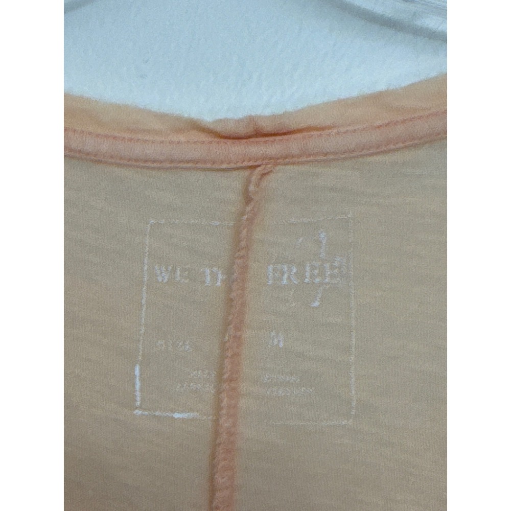 We The Free Free People Peach Cotton Slub Scoop Neck Layered Hem Tee M - Picture 5 of 8